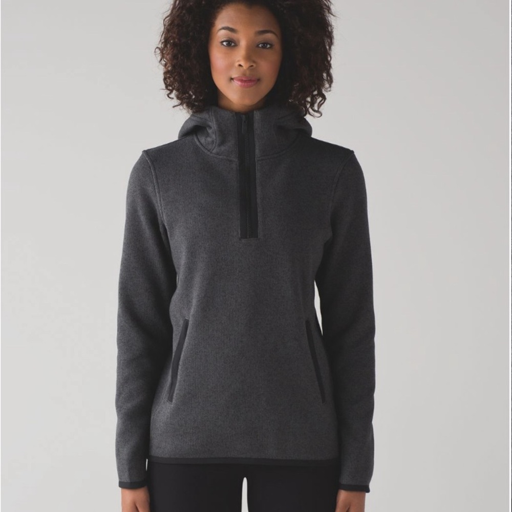 Lululemon Athletica Gray/Black It’s Fleecing Cold Pullover Hoodie Half zip